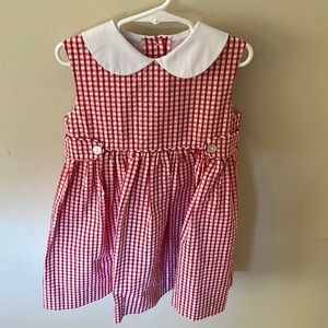 Little English Red / White Collared Dress Size 6